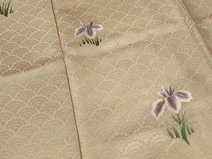 平和屋着物■色留訪問着　駒刺繍　杜若　暈し染め　金糸　正絹　逸品　AABE1458st
