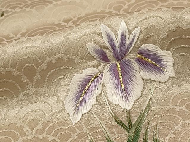 平和屋着物■色留訪問着　駒刺繍　杜若　暈し染め　金糸　正絹　逸品　AABE1458st
