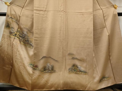 平和屋着物■豪華色留袖 遠山風景文 暈し染め 金銀彩 正絹 逸品 AABE1462st