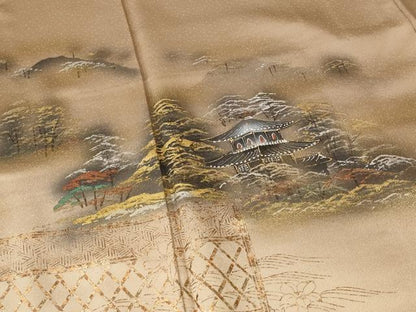 平和屋着物■豪華色留袖 遠山風景文 暈し染め 金銀彩 正絹 逸品 AABE1462st