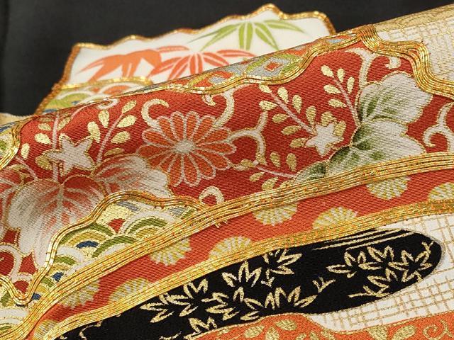 平和屋着物■豪華黒留袖　駒刺繍　吉祥扇面花文　金彩　正絹　逸品　AABE1475st