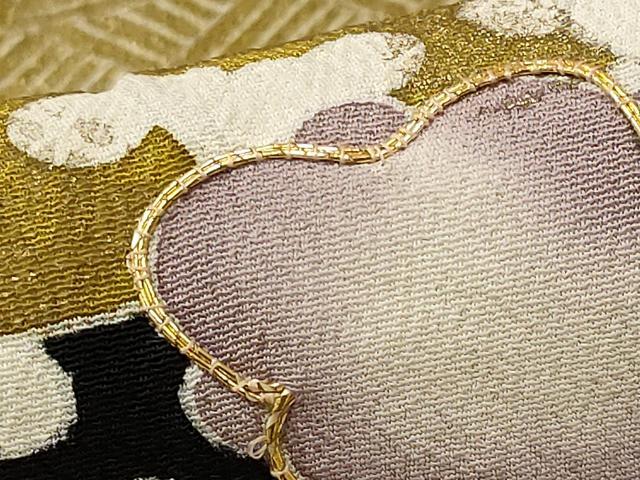 平和屋着物■豪華黒留袖　駒刺繍　風景枝花文　金彩　正絹　逸品　AABE1486st