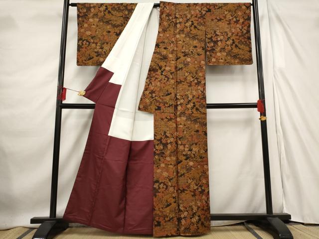 平和屋着物■上質な小紋　流水花鳥文　正絹　逸品　AABE1491st