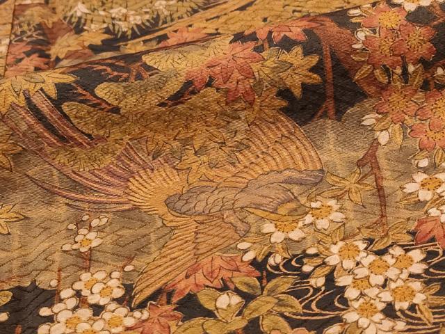 平和屋着物■上質な小紋　流水花鳥文　正絹　逸品　AABE1491st