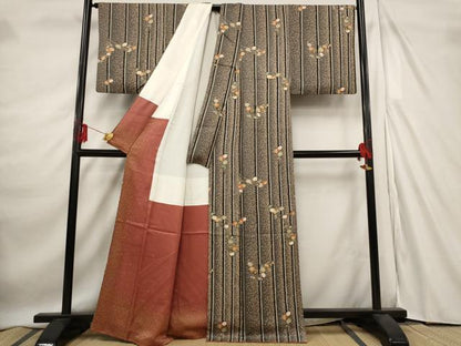 平和屋着物■上質な小紋　舞花間道　金彩　正絹　逸品　AABE1500st