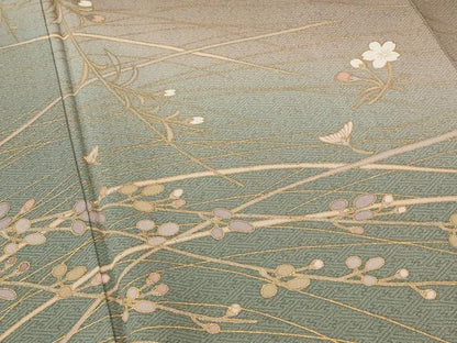 平和屋着物■訪問着　草花文　暈し染め　金彩　正絹　逸品　AABE1508st