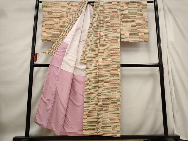 平和屋着物■上質な小紋　立涌横段文　正絹　逸品　AABE1512st