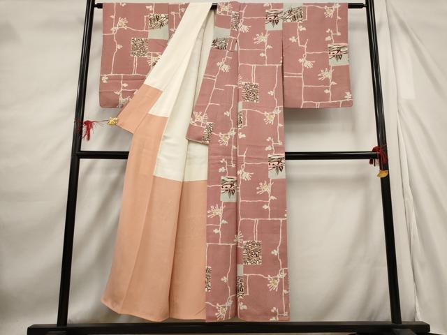 平和屋着物■上質な小紋　色紙風景文　金彩　正絹　逸品　AABE1513st