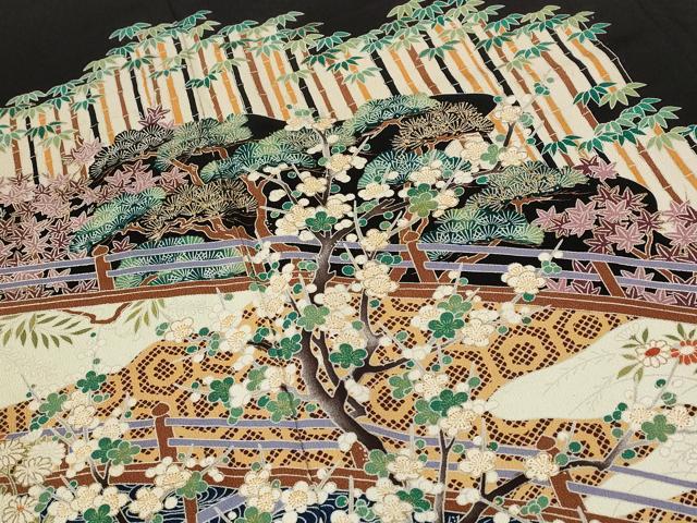 平和屋着物■豪華黒留袖　作家物　松竹梅　金彩　正絹　逸品　AABE1524st