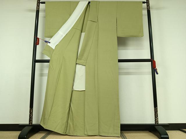 平和屋着物▽上質な色無地 単衣 薄萌葱色 正絹 逸品 AABE1561jh