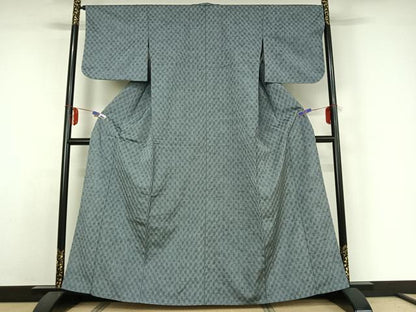 平和屋着物▽上質な紬 単衣 立涌文 正絹 逸品 AABE1564jh