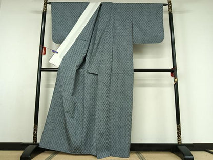 平和屋着物▽上質な紬 単衣 立涌文 正絹 逸品 AABE1564jh