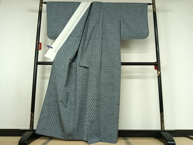 平和屋着物▽上質な紬 単衣 立涌文 正絹 逸品 AABE1564jh