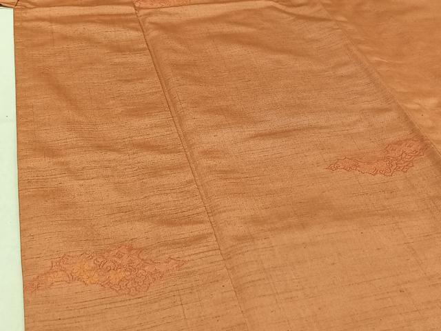 平和屋着物▽上質な紬　単衣　吉祥花文　正絹　逸品　AABE1565jh