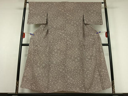平和屋着物▽上質な小紋　単衣　吉祥更紗花文　正絹　逸品　AABE1566jh