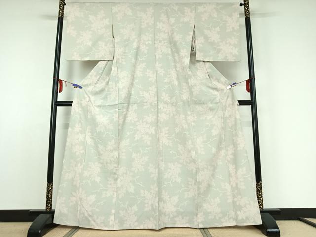 平和屋着物▽本塩沢 単衣 130亀甲 葡萄 正絹 逸品 AABE1568jh