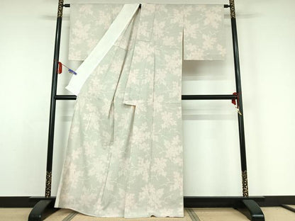 平和屋着物▽本塩沢 単衣 130亀甲 葡萄 正絹 逸品 AABE1568jh