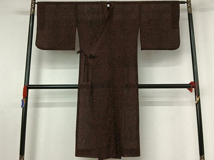 平和屋着物▽道中着 スリーシーズン 春夏秋 塵除け 紗 変わり縞 黒地 ロング丈 AABE1573jh