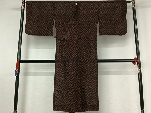 平和屋着物▽道中着 スリーシーズン 春夏秋 塵除け 紗 変わり縞 黒地 ロング丈 AABE1573jh