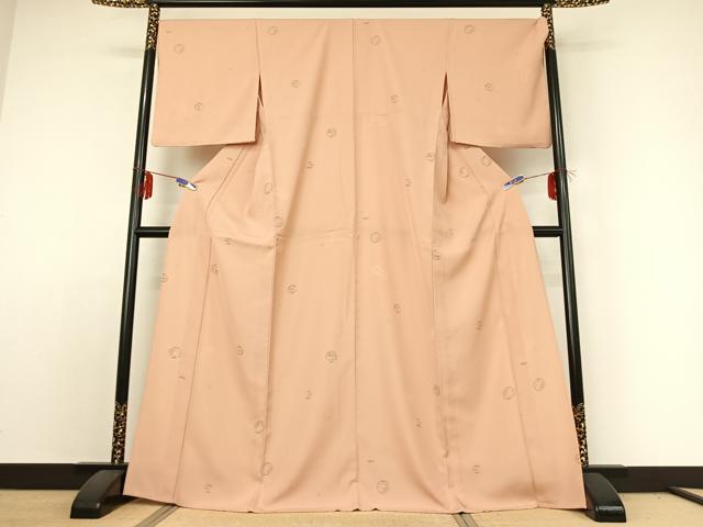 平和屋着物▽小紋 単衣 花丸文 さんび謹製 洗える着物 AABE1574jh