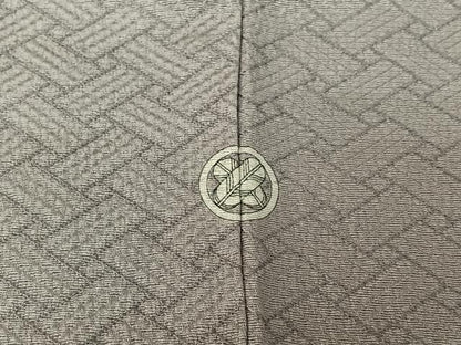 平和屋着物▽上質な色無地 単衣 網目地紋 白梅鼠色 正絹 逸品 AABE1576jh