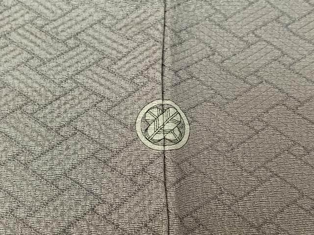 平和屋着物▽上質な色無地 単衣 網目地紋 白梅鼠色 正絹 逸品 AABE1576jh