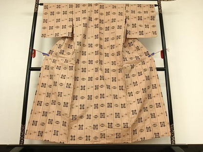 平和屋着物▽上質な紬 単衣 琉球絣 正絹 逸品 AABE1577jh