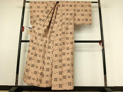 平和屋着物▽上質な紬 単衣 琉球絣 正絹 逸品 AABE1577jh