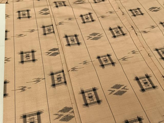 平和屋着物▽上質な紬 単衣 琉球絣 正絹 逸品 AABE1577jh