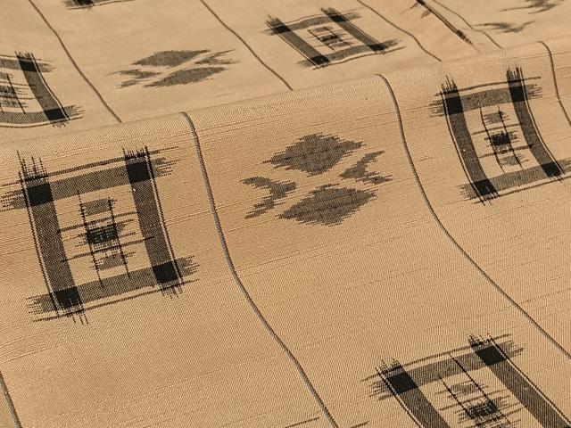 平和屋着物▽上質な紬 単衣 琉球絣 正絹 逸品 AABE1577jh