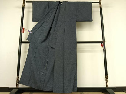 平和屋着物▽本塩沢 単衣 蚊絣 正絹 逸品 AABE1578jh