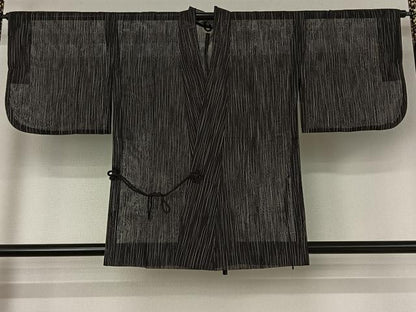 平和屋着物▽道中着　スリーシーズン　春夏秋　塵除け　紗　縞　正絹　逸品　AABE1580jh