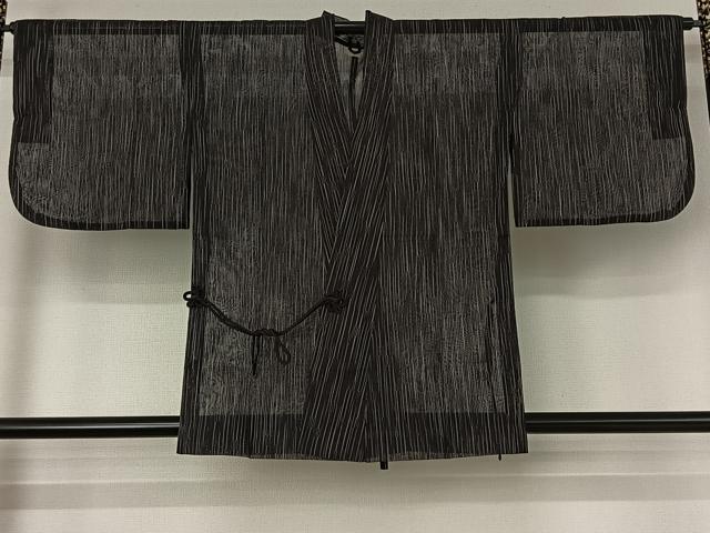 平和屋着物▽道中着　スリーシーズン　春夏秋　塵除け　紗　縞　正絹　逸品　AABE1580jh