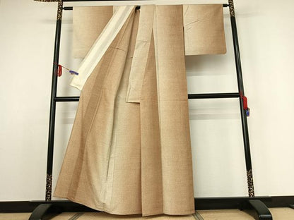 平和屋着物▽上質な紬 単衣 霞文 正絹 逸品 AABE1583jh