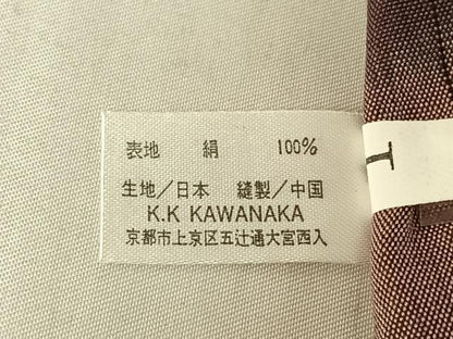 平和屋着物▽上質な紬　単衣　市松文様　正絹　逸品　AABE1584jh
