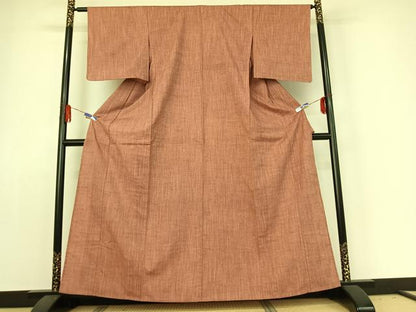 平和屋着物▽上質な紬　単衣　縞　正絹　逸品　AABE1591jh
