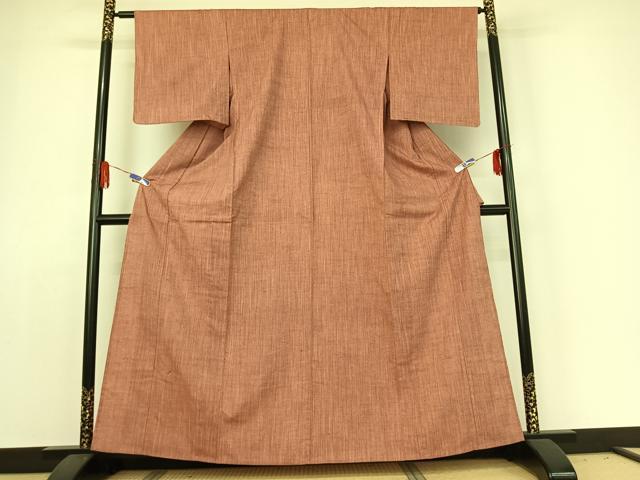 平和屋着物▽上質な紬　単衣　縞　正絹　逸品　AABE1591jh