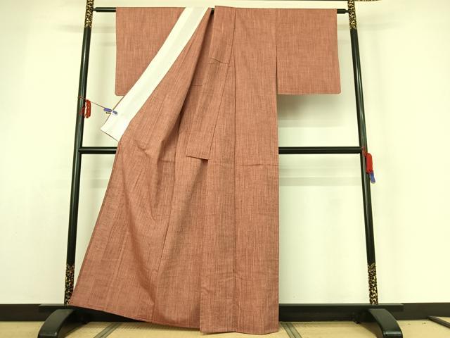 平和屋着物▽上質な紬　単衣　縞　正絹　逸品　AABE1591jh