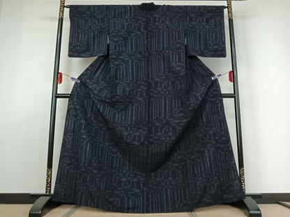 平和屋着物▽結城紬 単衣 笹竹文 正絹 逸品 AABE1593jh