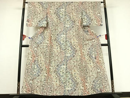 平和屋着物▽上質な小紋 単衣 辻が花 正絹 逸品 AABE1594jh