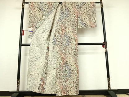 平和屋着物▽上質な小紋 単衣 辻が花 正絹 逸品 AABE1594jh
