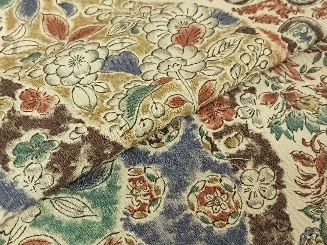平和屋着物▽上質な小紋 単衣 辻が花 正絹 逸品 AABE1594jh