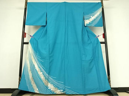平和屋着物▽訪問着 単衣 箔散らし文様 暈し染め 金銀彩 洗える着物 AABE1600jh