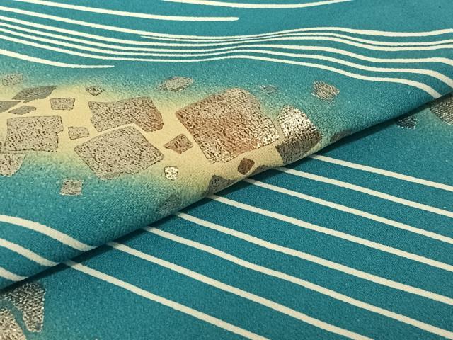 平和屋着物▽訪問着 単衣 箔散らし文様 暈し染め 金銀彩 洗える着物 AABE1600jh