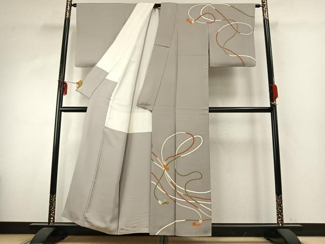 平和屋着物●銀座　志ま亀　訪問着　結び紐文　蕎麦切色地　金彩　正絹　逸品　AABE1607fy