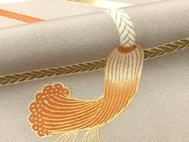 平和屋着物●銀座　志ま亀　訪問着　結び紐文　蕎麦切色地　金彩　正絹　逸品　AABE1607fy