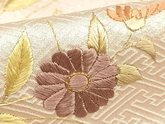 平和屋着物●訪問着 絞り 刺繍 草花文 金糸 金彩 正絹 逸品 AABE1608fy