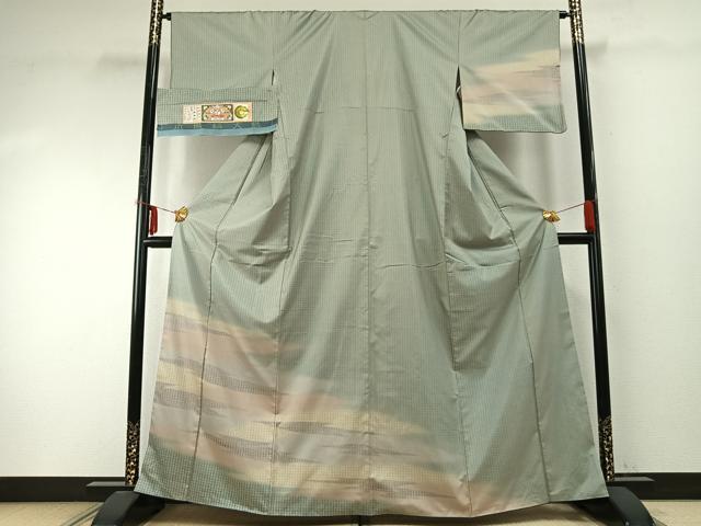 平和屋着物●本場縞大島紬 一染 神楽岡 寿字文 やまと誂製 証紙付き 正絹 逸品 AABE1617fy