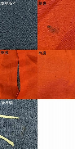 平和屋着物●アンティーク　大正ロマン　色留袖　松葉　金糸　鬼しぼ縮緬　正絹　逸品　AABE1618fy