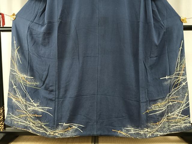 平和屋着物●アンティーク　大正ロマン　色留袖　松葉　金糸　鬼しぼ縮緬　正絹　逸品　AABE1618fy